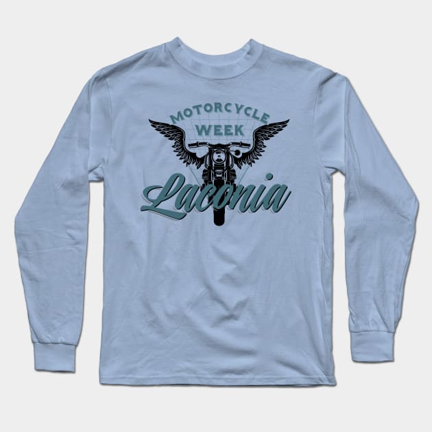 Laconia motorcycle week logo style - black and blue Long Sleeve T-Shirt by PincGeneral